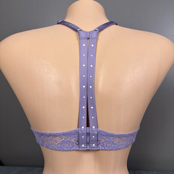 New Victoria’s Secret Very Sexy Unlined Plunge Bra 30A Purple Pearl Racerback - Picture 2 of 8